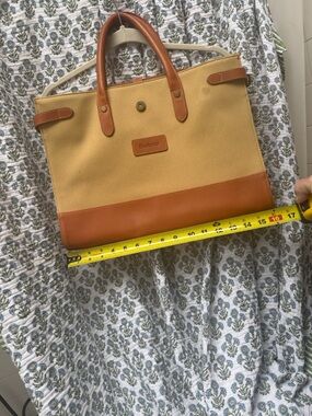 Barbour Beige Canvas Tote with Brown Leather Trim